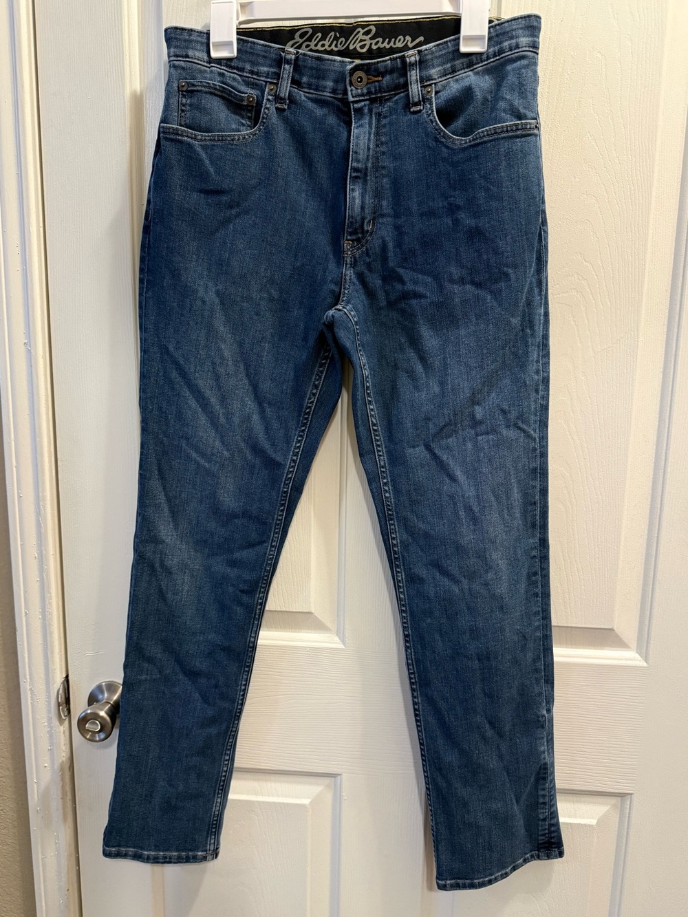 Eddie Bauer Men's Dark Blue Straight Jeans, 33x30